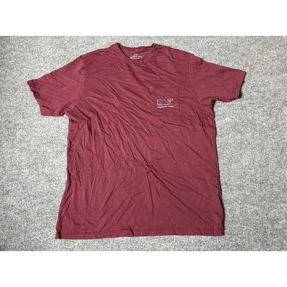 Vineyard Vines Shirt Mens L Red Crew Neck Pocket Whale Graphic Tagless Tee